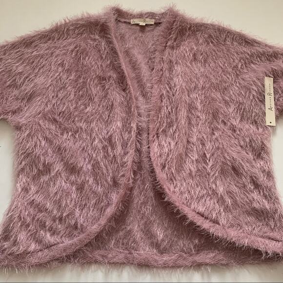 Another Reason Cardigan Sweater Mauve Teddy Bear Fuzzy Soft Open Front Small NEW - Picture 12 of 14